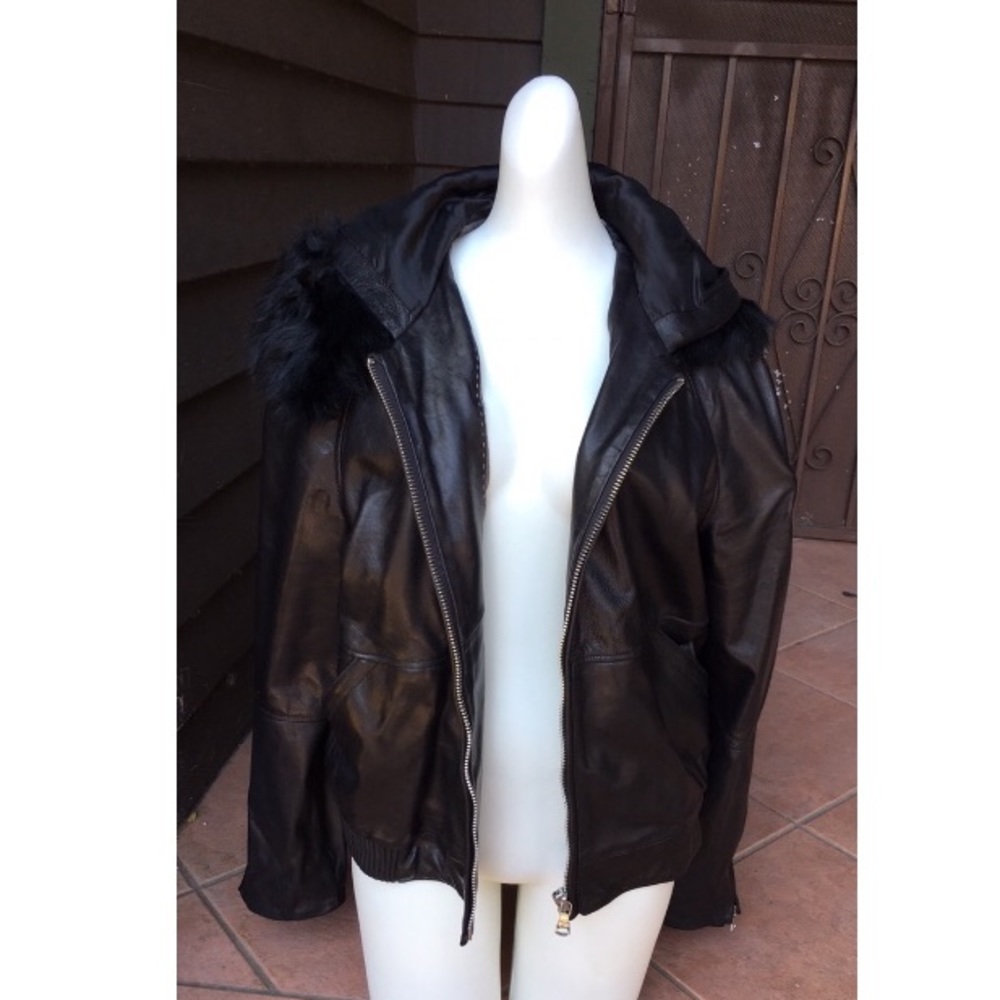 Massimo Dutti Black Leather Jacket